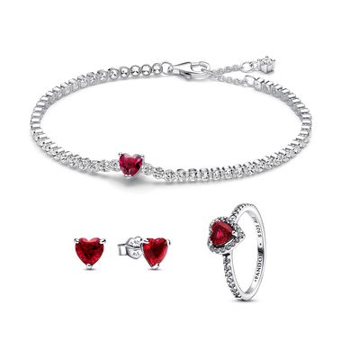 Red Sparkling Elevated Heart Set